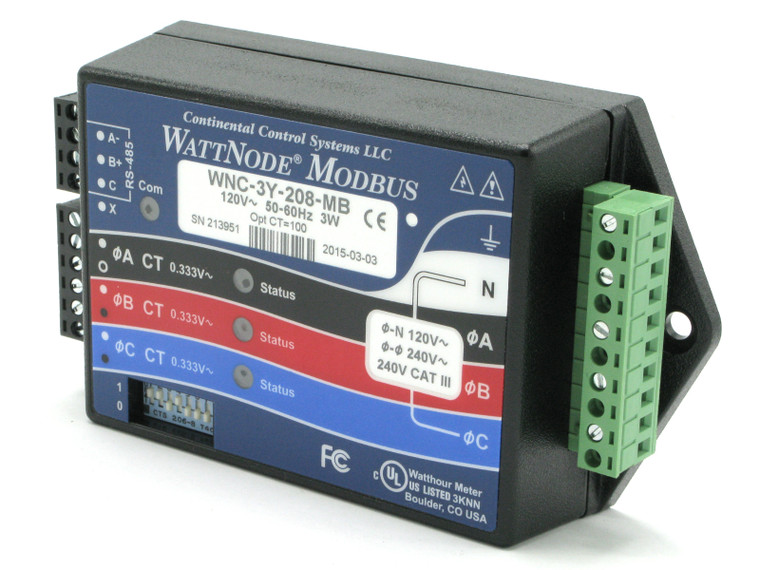CCS Products WNC-3Y-208-MB Wattnode ModBus Meter, 208-240 VAC