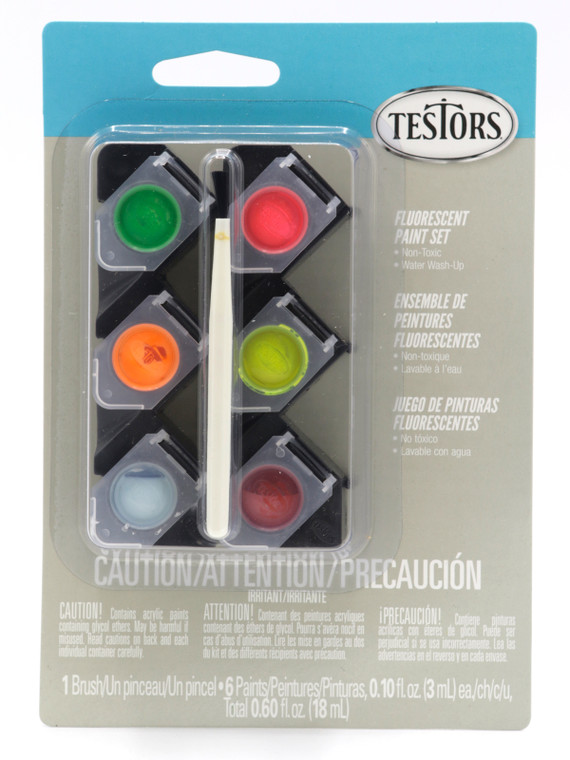 Testors 281225, Fluorescent Acrylic Paint Pod Set, 6-Color