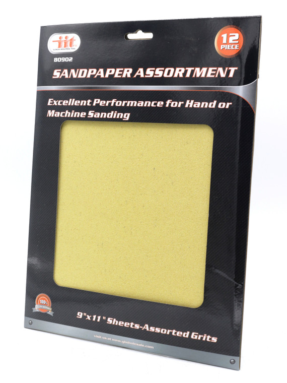 Illinois Industrial Tool 80902, Sandpaper Assortment, 12 Piece