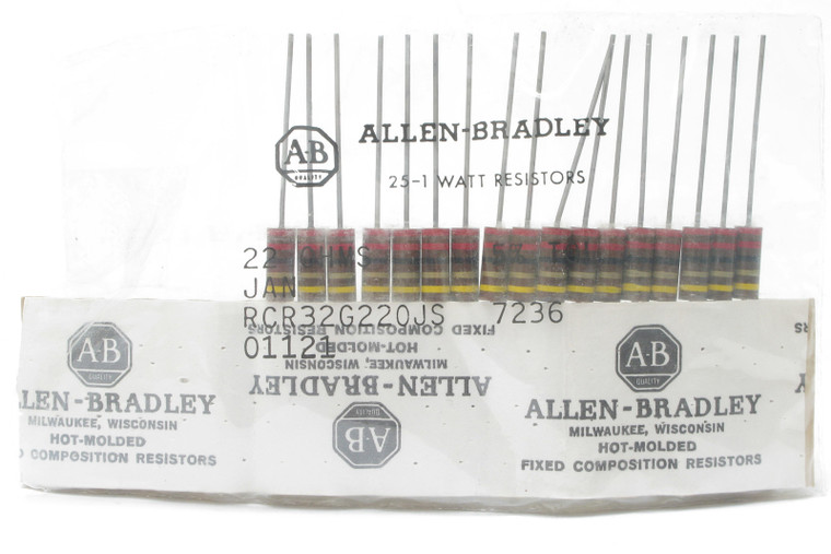 Allen Bradley RCR32G220JD 22 Ohm 1 Watt Carbon Compostion Resistor, 17pcs Allen Bradley RCR32G220JD 22 Ohm 1 Watt Carbon Compostion Resistor, 17pcs