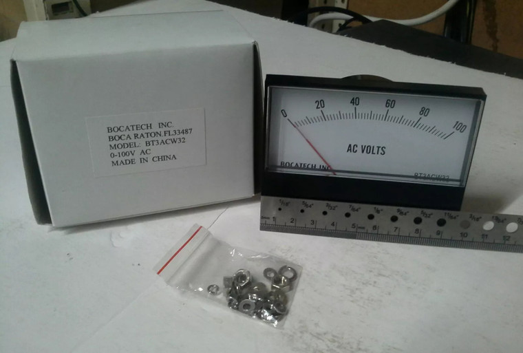 Panel Meter, 0 - 100 AC Volt Meter. 95 x 75mm