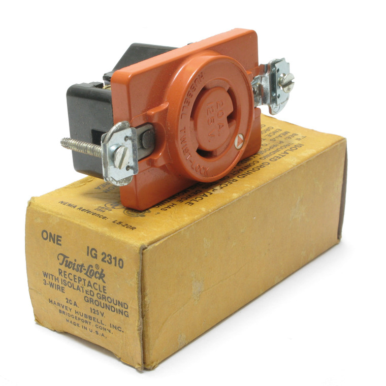 Hubbell IG2310 125VAC 20 Amp NEMA L5-20R Twist-Lock Isolated Ground Receptacle
