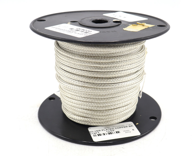 QQB575R32S0203 13/64" I.D. Tubular Braid, Silver Plated Copper, 114ft