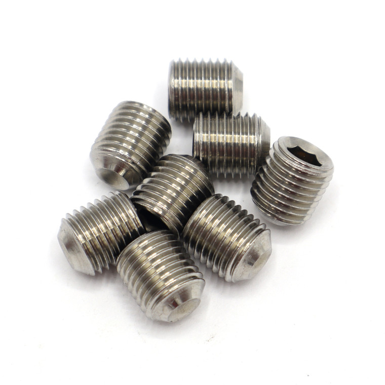 7/16"-20 x 1/2" Stainless Steel Knurled Cup Point Socket Set Screws, 8pc