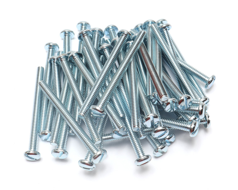 1/4"-20 x 3 in Slotted Pan Machine Screw, Zinc Plated Steel, 50pc
