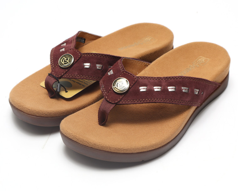 Spenco Women's Laguna Woven Flip Flop, Burgundy, 5.5 Wide