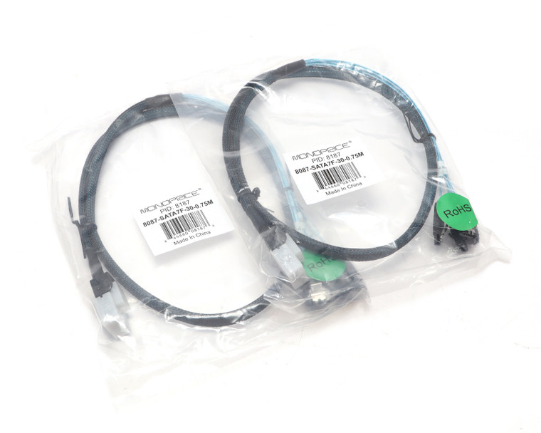 Monoprice 8087-SATA7F-30-0.75M Internal Mini SAS Breakout Cable, 2pk