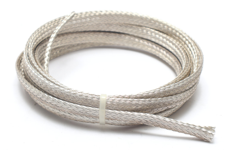 QQB575R36S0250 1/4" I.D. Tubular Braid, Silver Plated Copper, 25ft