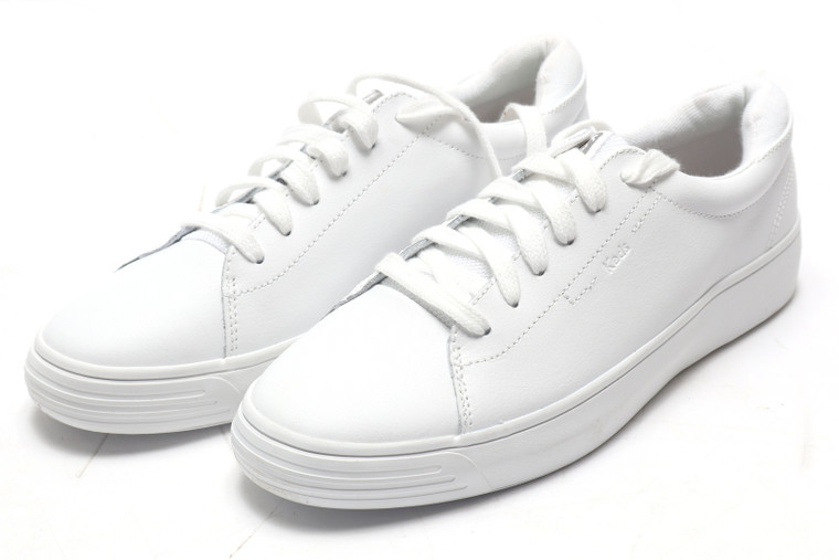Keds Pursuit Women's Leather Lace Up Sneaker, White, 9.5