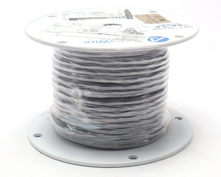 Alpha Wire 2413C 20 Gauge, 3-conductor PVC Wire, Gray, 100 Feet