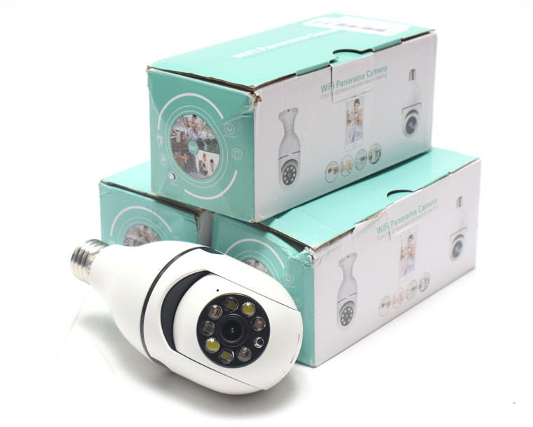 Screw-In Wireless Panoramic Security Camera, 3pk