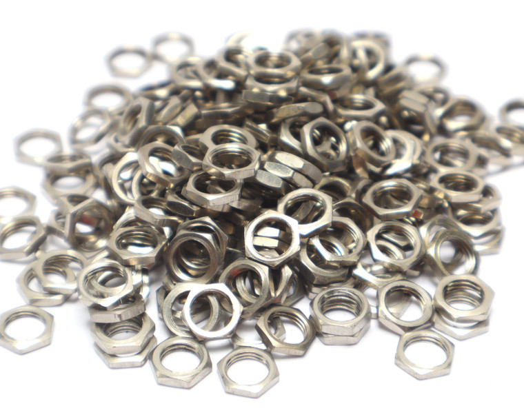 1/4-40 Mini Toggle Switch Nut, Nickel Plated, 50pcs