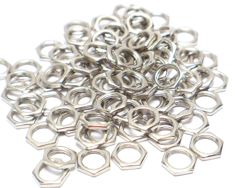 3/8-24 Hex Nuts, Nickel-Plated Brass, 50pcs 3/8-24 Hex Nuts, Nickel-Plated Brass, 50pcs