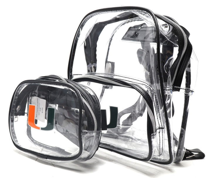 University of Miami Stadium Clear Backpack Bag Set