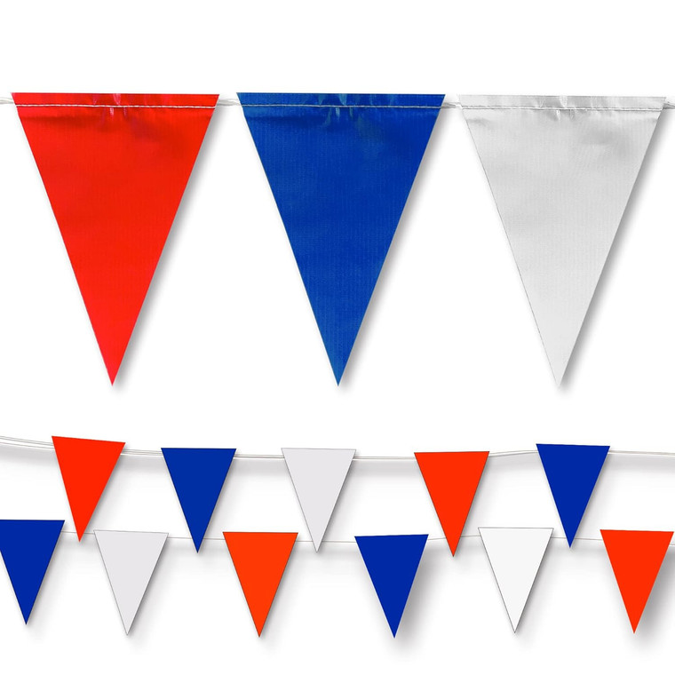 NACARUM Red, White, and Blue Pennant Banner Flags, 102ft