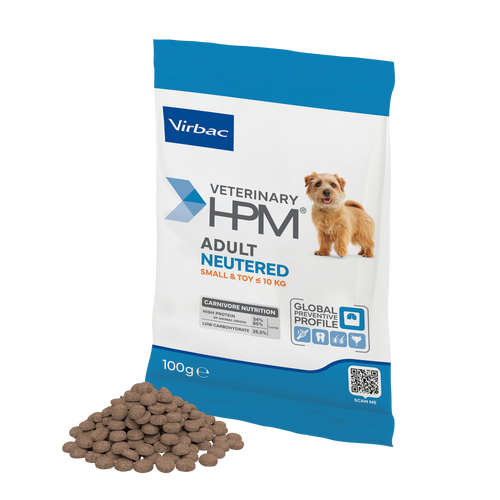 Smaksprøver: HPM Adult Neutered S&T  Dog 15 x 100 g