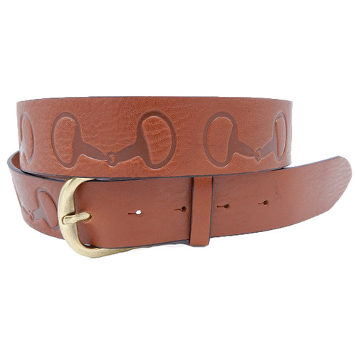 Brown leather slim horse shoe buckle belt – Scott Fraser Collection