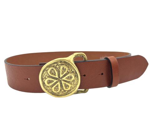 LILO Papaver Vintage Brass Buckle on Vintage Chestnut Strap