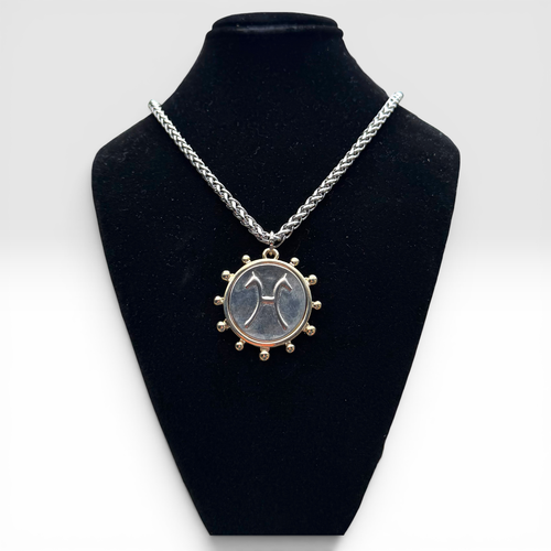 LILO Collections Hanoverian Coin Chain Necklace Silver with gold bezel
