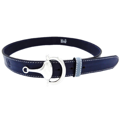LILO Collections Bosca buckle in silver on a Classic Navy strap with grey accent