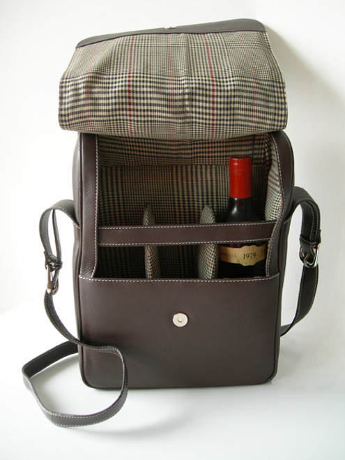 LILO Custom three bottle leather wine carrier