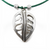 LILO Collections Big Leaf Skinny Necklace - Pictured in Green Leather