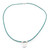 LILO Collections Smiling Cat Skinny leather necklace, on teal cord