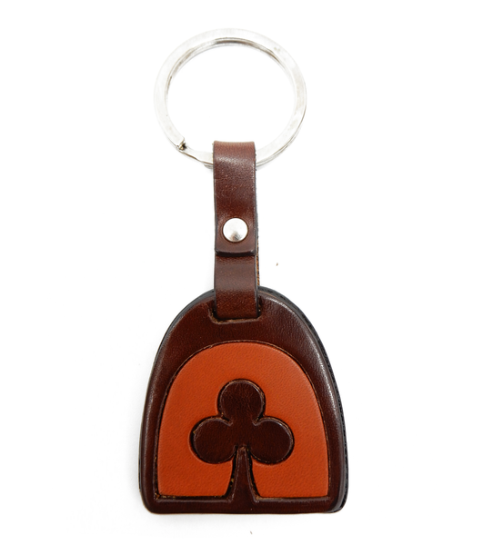 LILO Collections Good Luck Shamrock Stirrup Key Ring - Brown/Natural