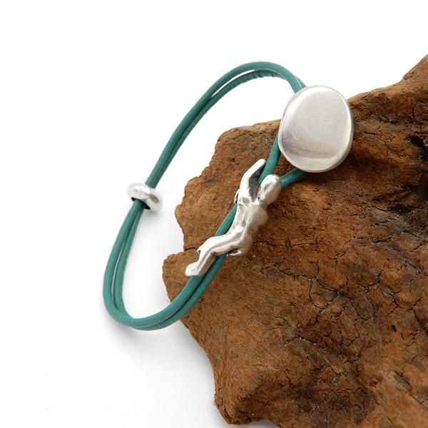 LILO Climber Boulder Skinny Necklace shown in teal green