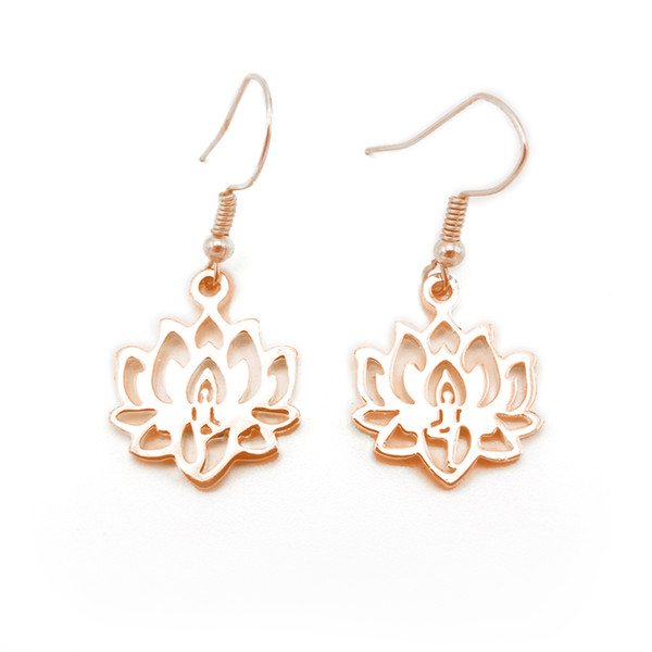 LILO Collections Lotus Pose Earrings in Rose Gold Finish