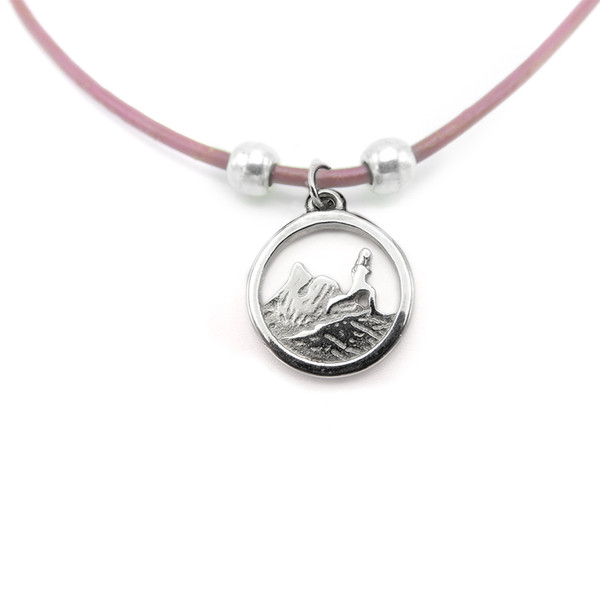 LILO Collections Mountain Runner Skinny necklace on pink cord