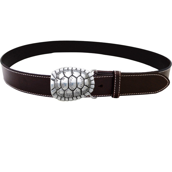 LILO Collections Turtle Shell belt buckle on Classic Brown strap