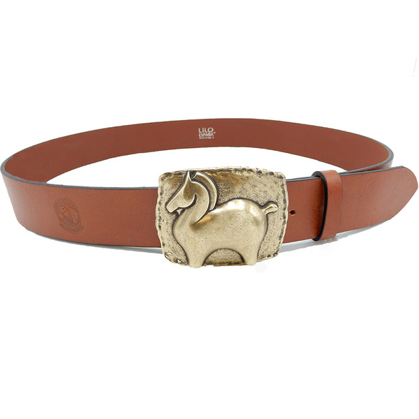 LILO Dala Fat Pony leather Belt with vintage chestnut strap