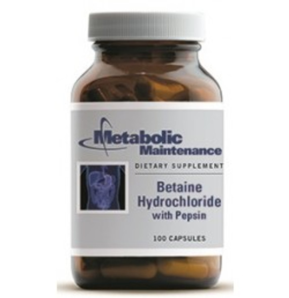 Betaine Hydrocholoride with Pepsin 100 Capsules (00604) VitaminDecade | Your Source for Professional Supplements