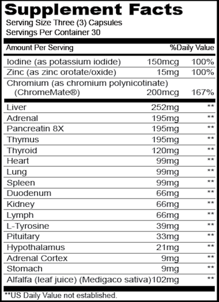 Total Gland Plus (with Thyroid) 90 Capsules (1019)