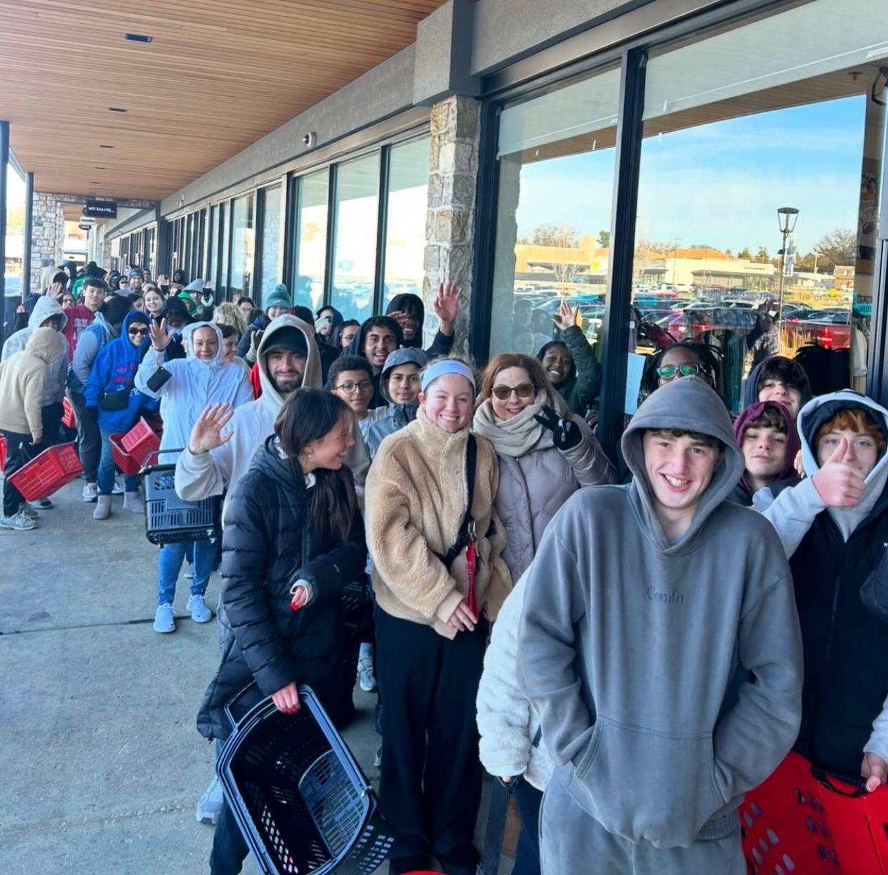Customers lining up for our drop event at Plato's Closet Broomall