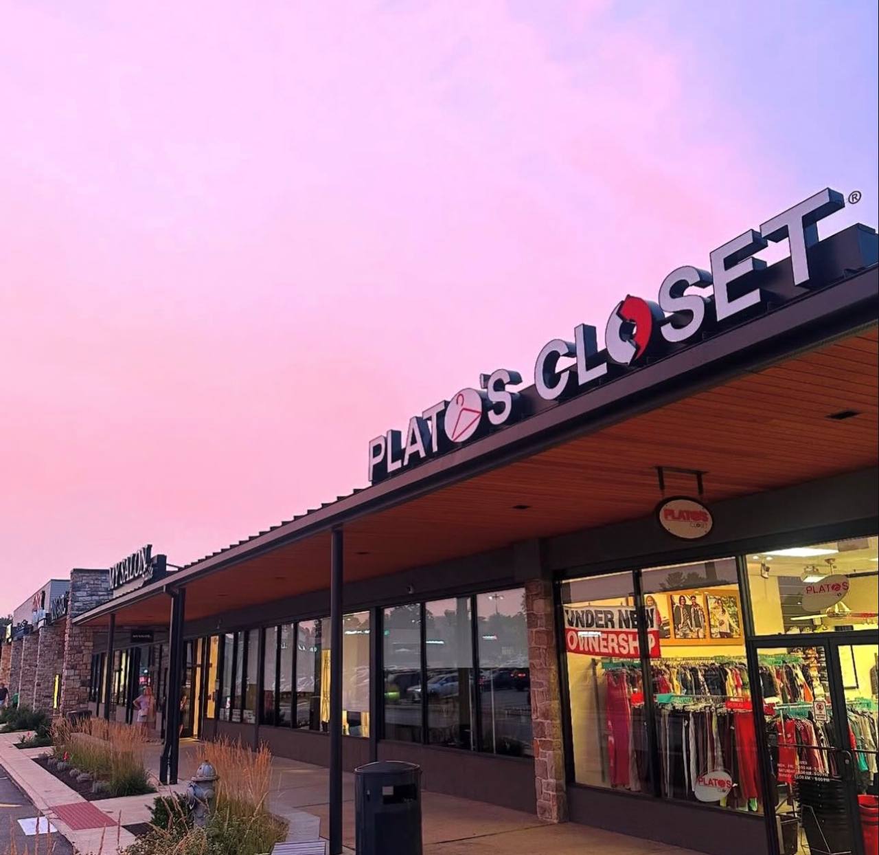 Plato's Closet Broomall storefront at sunset - Under New Ownership