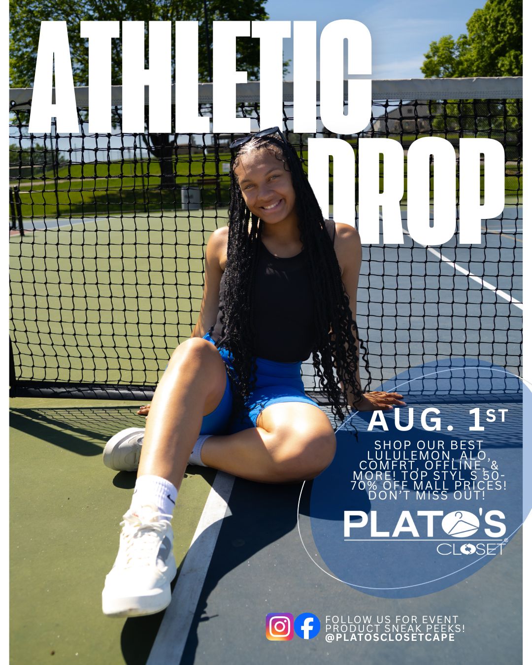 Join us on August 1st for our Athletic Wear Event featuring fresh arrivals from your favorite brands, including Lululemon, Nike, Adidas, Athleta, Alo Yoga, Vuori, Gymshark, Under Armour, and more. Whether you're heading to the gym, class, or running errands, you'll find styles you'll love.