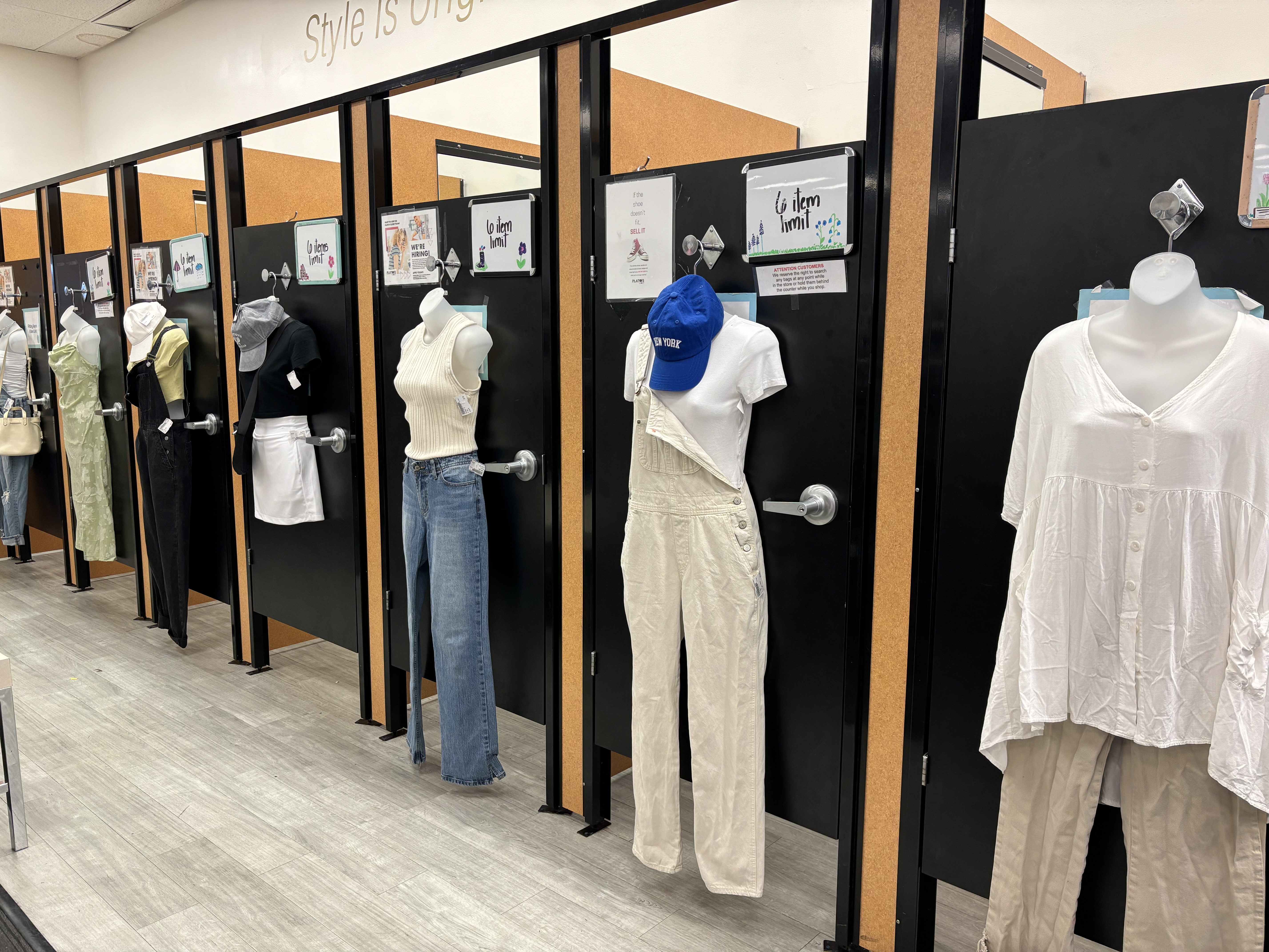 fitting room area at Plato's Closet