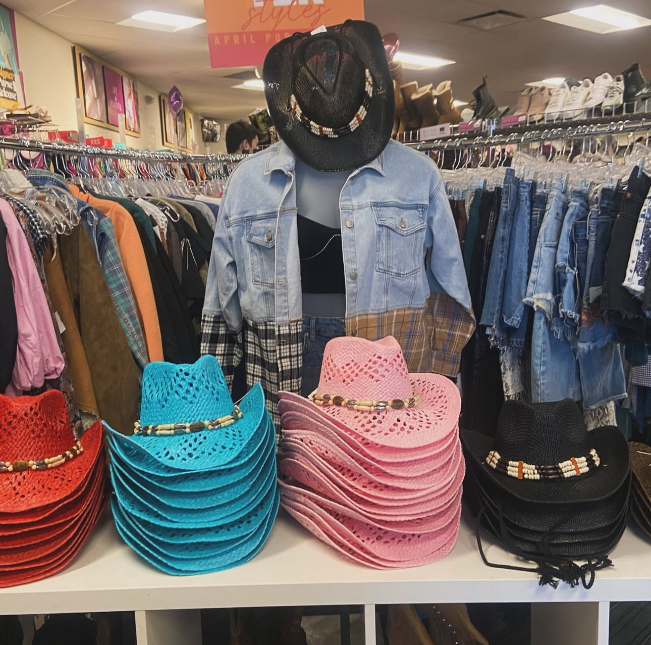 A clothing display featuring western styles