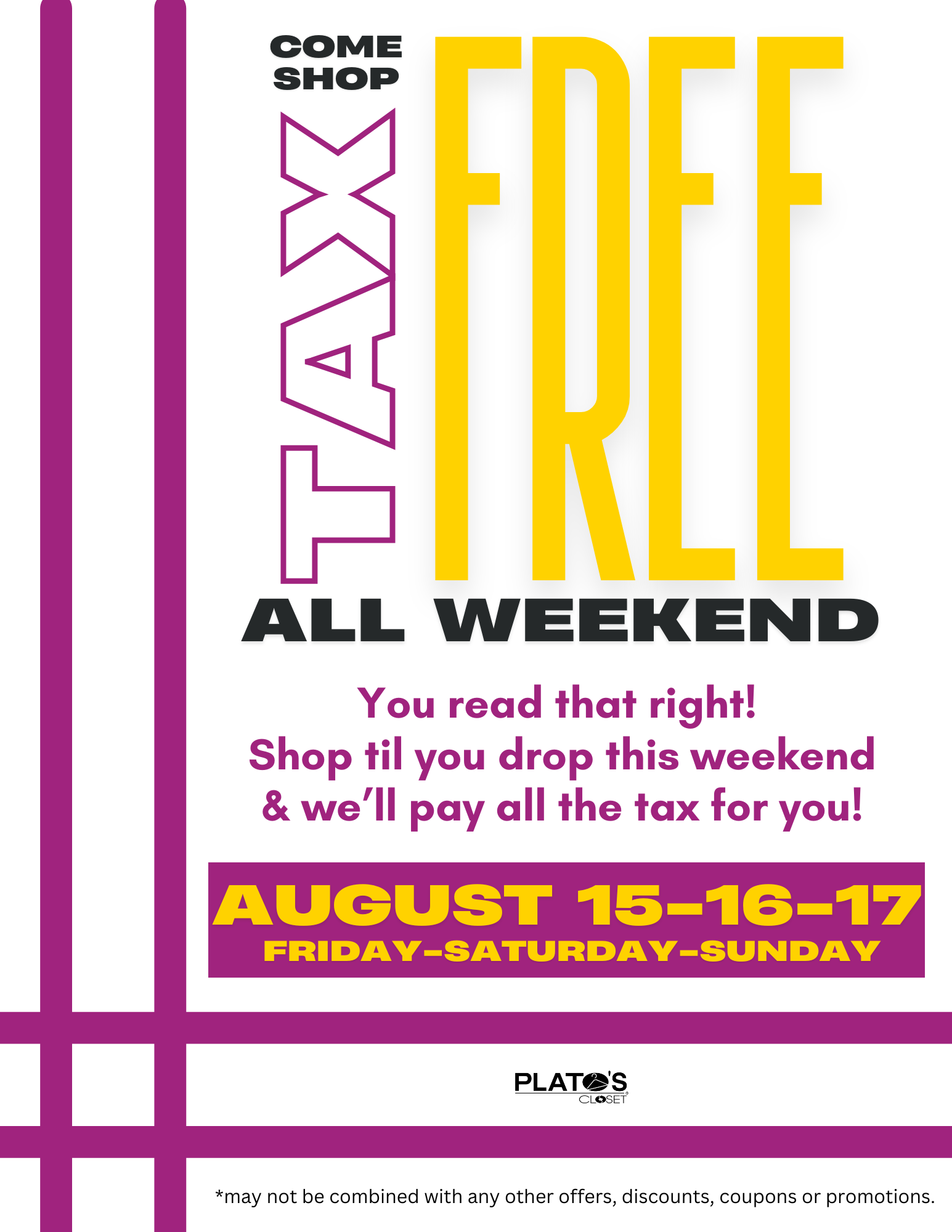 Tax Free Shopping Weekend!!