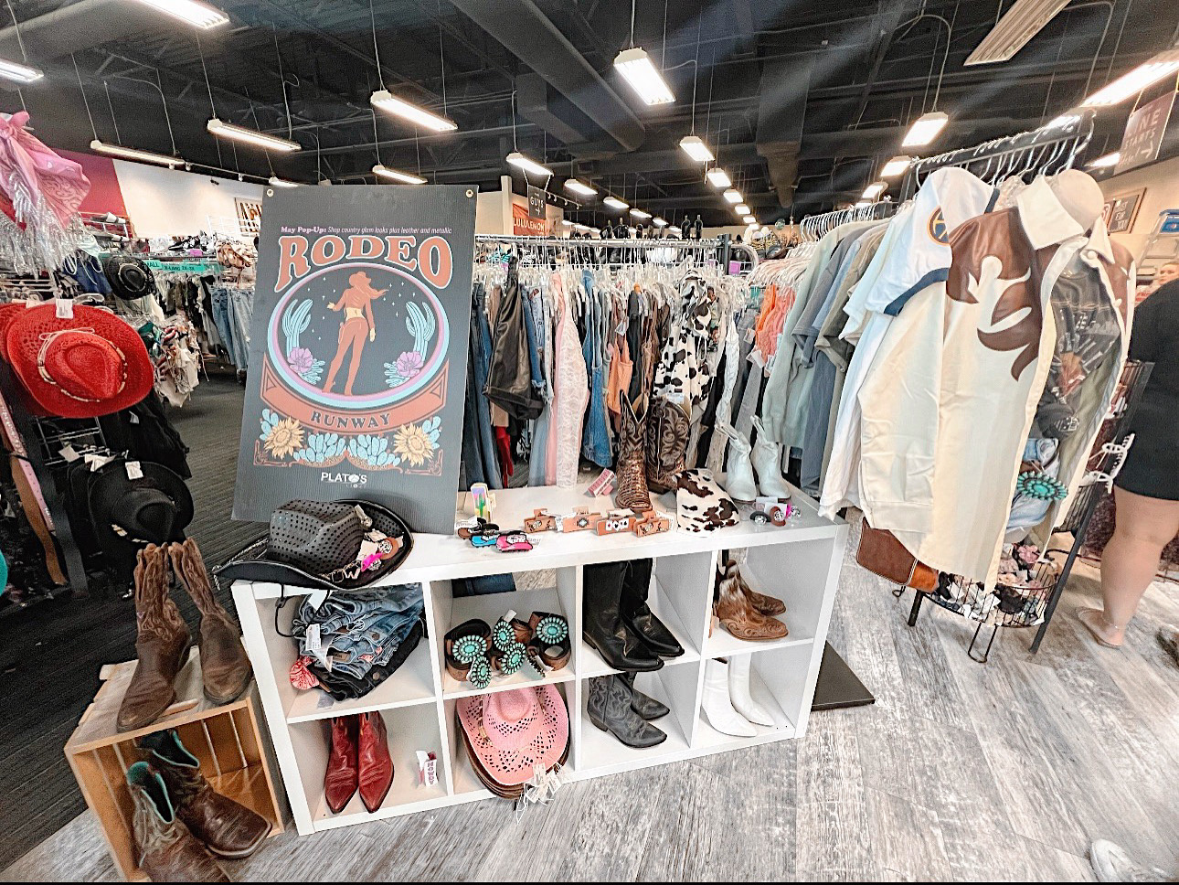 A clothing display of western style pieces