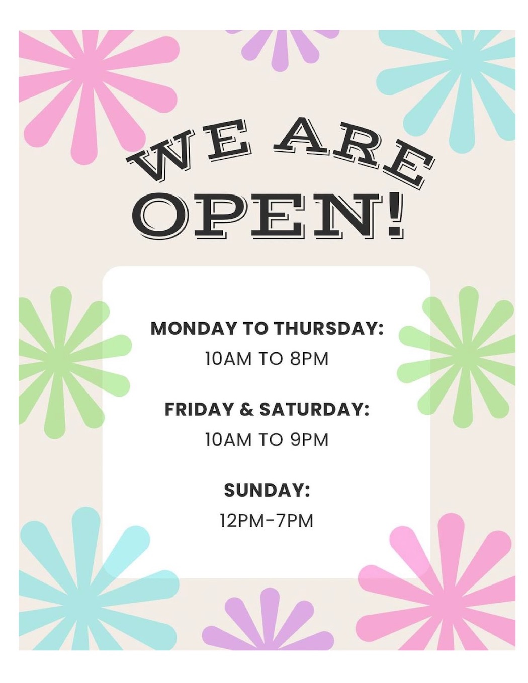 New hours!