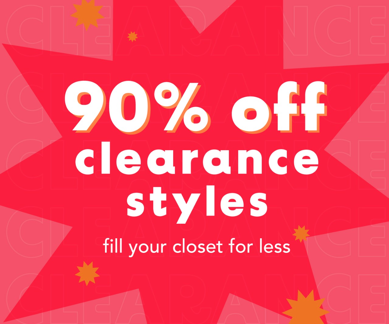 90% clearance event this Saturday
