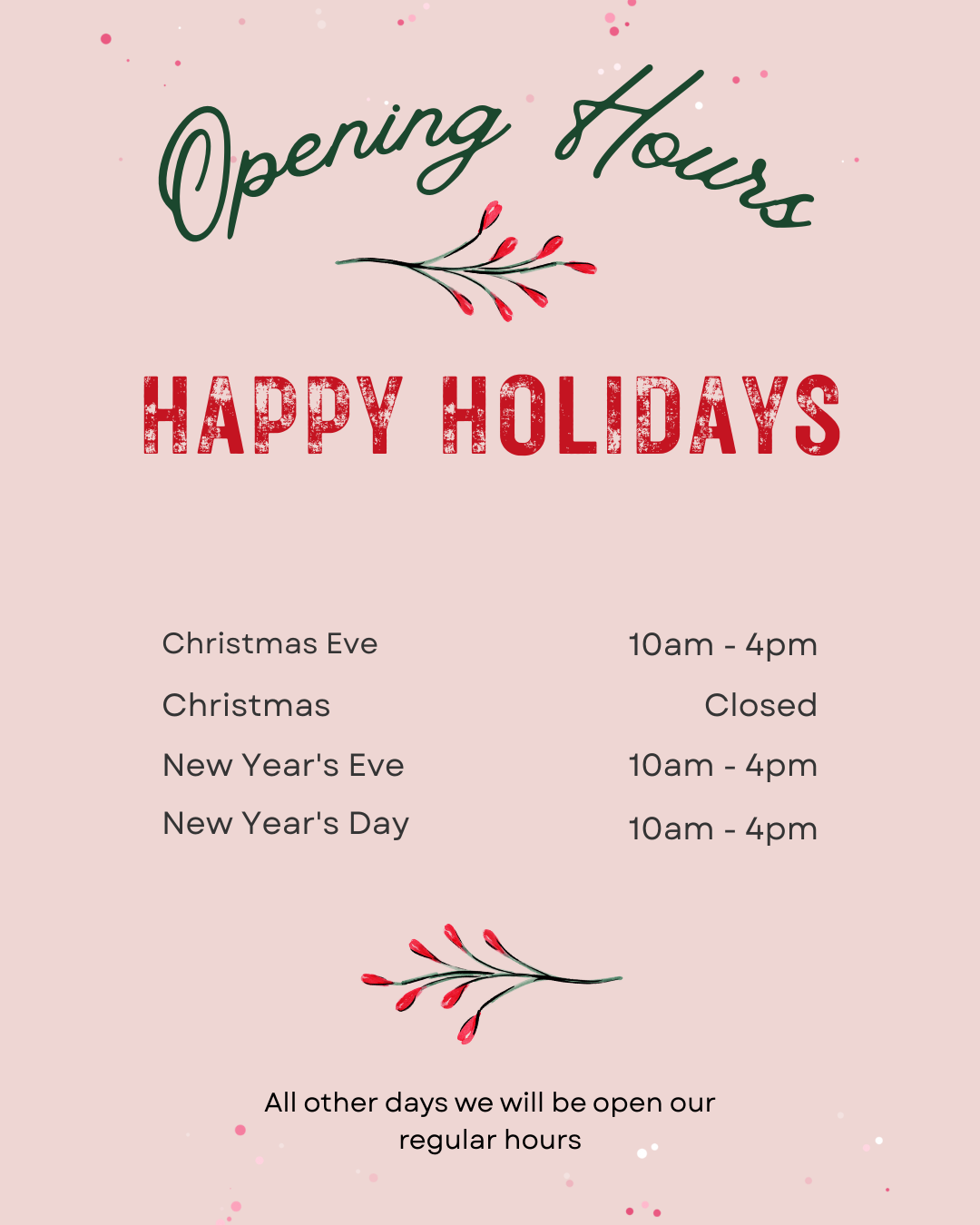 holiday hours