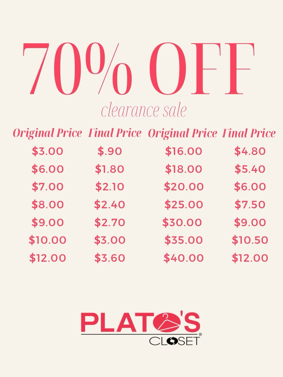 70% Off Clearance