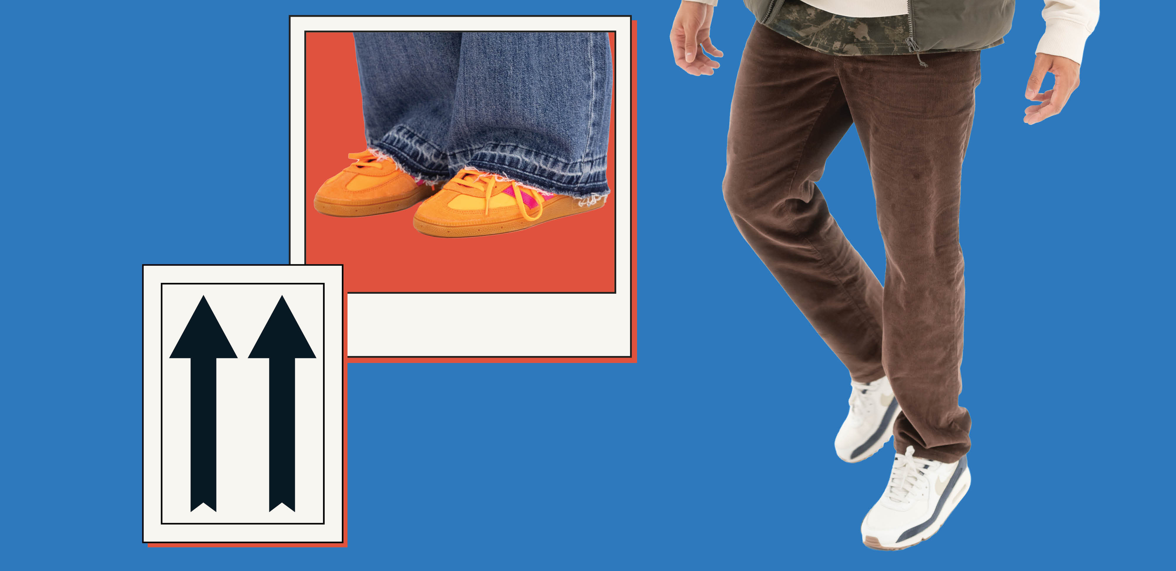 Blue background with pictures of shoes