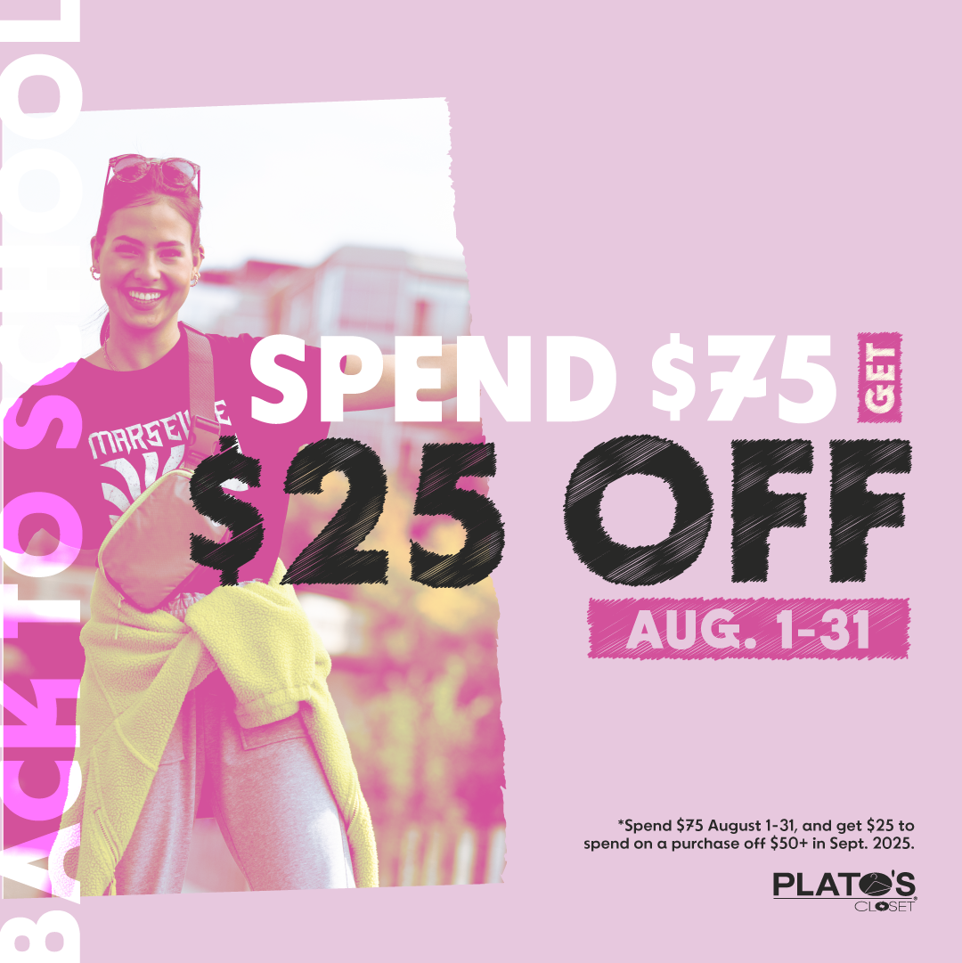 the words "spend $75, get $25 off"