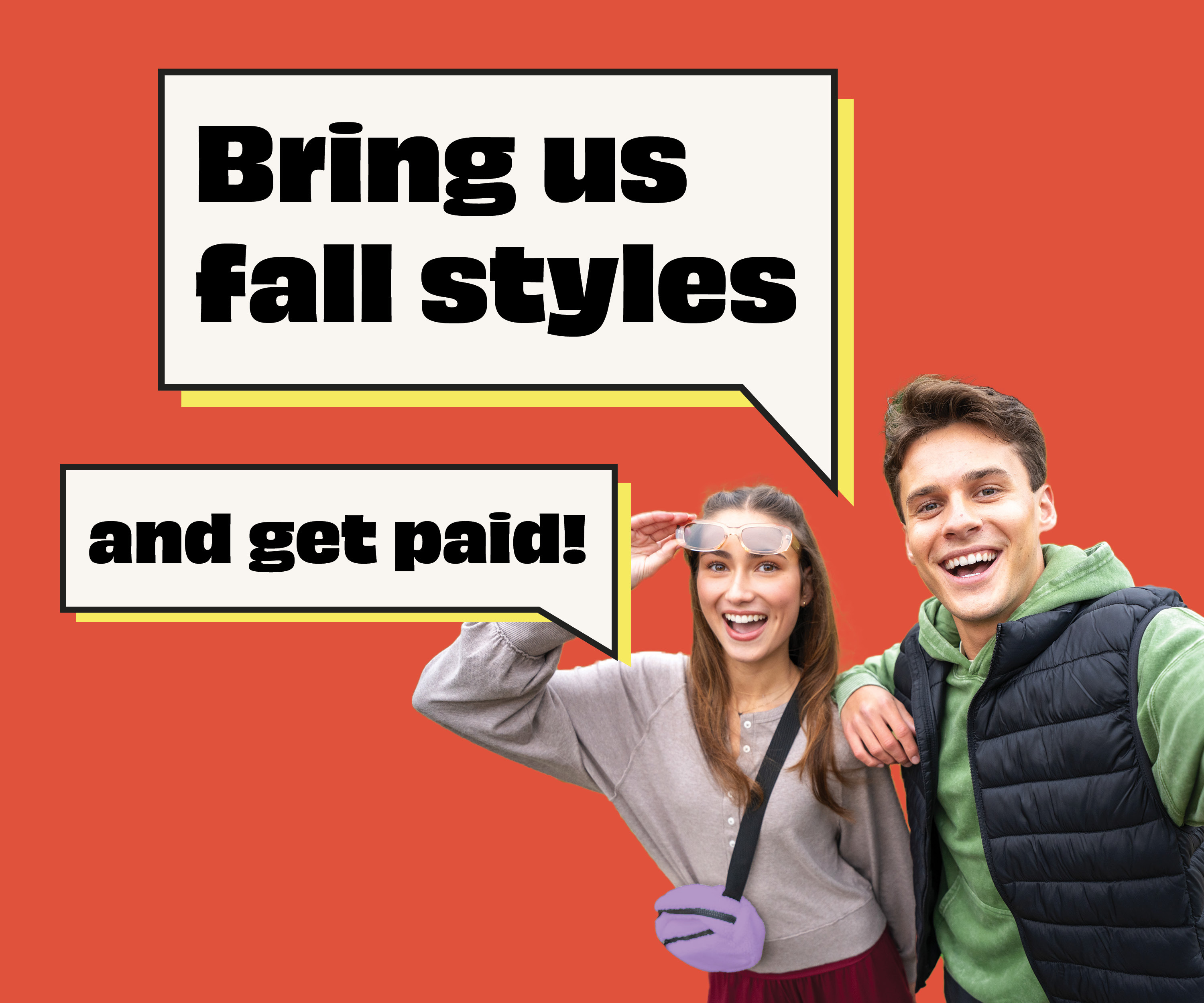 girl and guy standing together with text that reads 