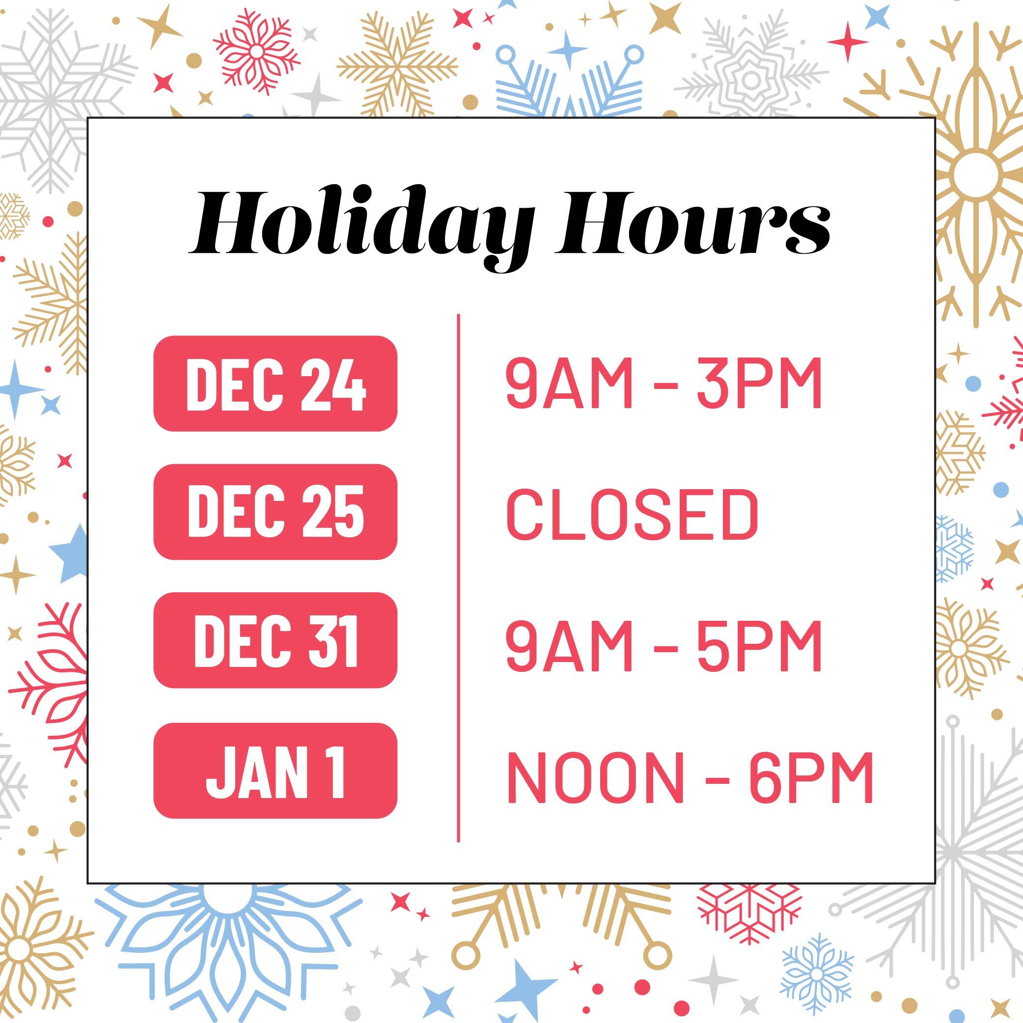 Holiday Hours